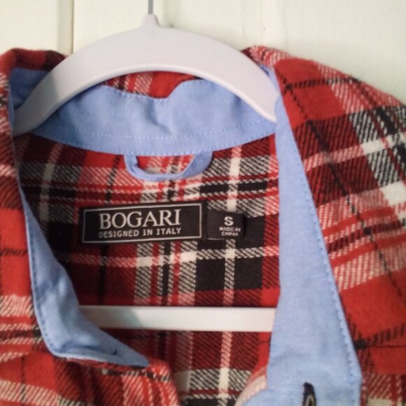 Bogari Shirt Men S Button Up Long Sleeve Plaid Red Black - Picture 11 of 16